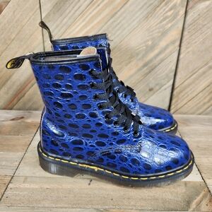 Vintage 90s Dr. Martens 1460 Croc Print Leather Combat Boots UK Size 4 US Size 6